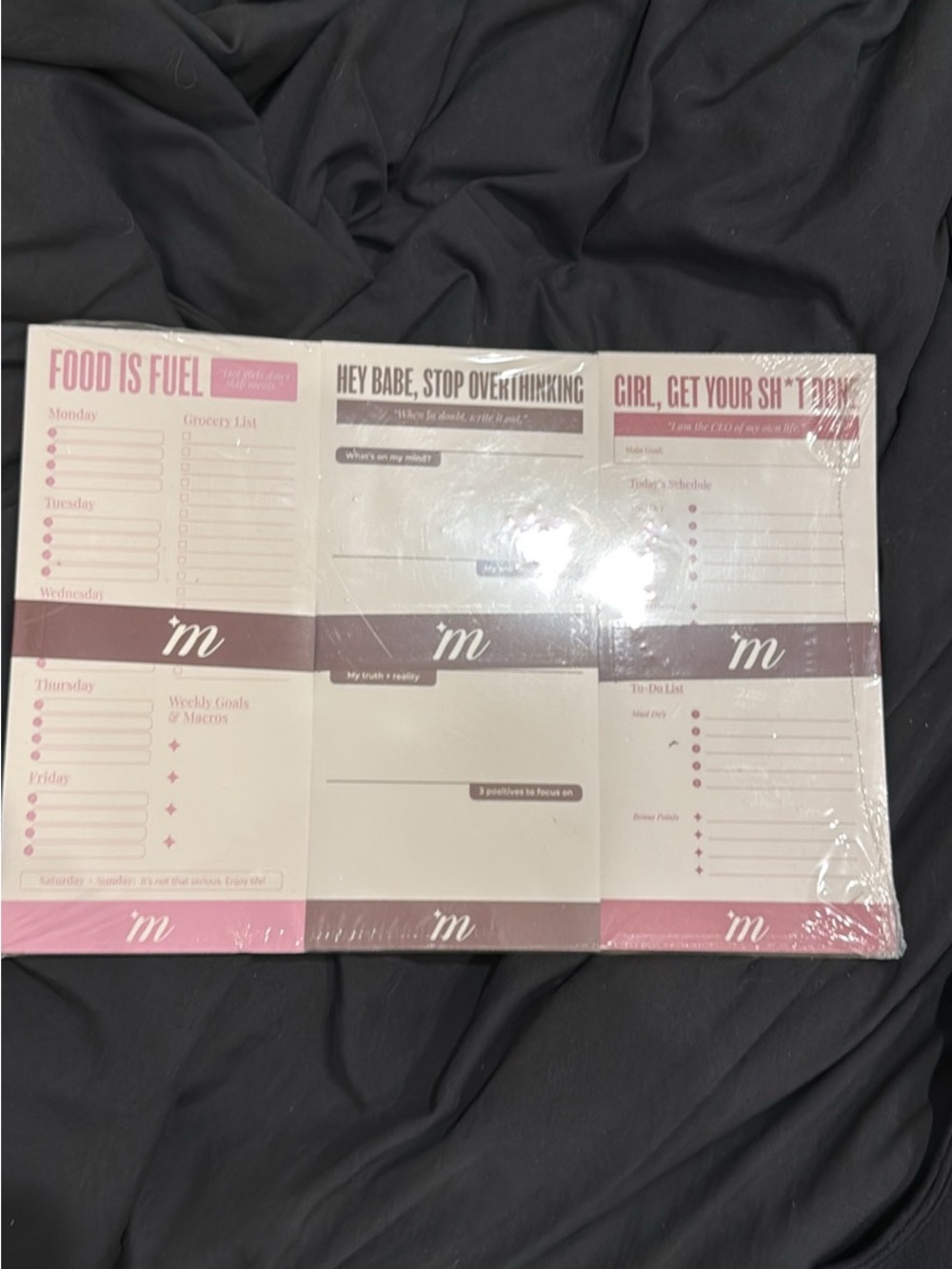 Weekly Meal & Goal Planner Notepad - Pink and White